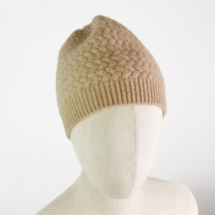 Hand Knitted Non Dyed Cashmere Beanie Hat